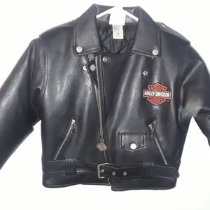 Harley Davidson FX Leather Jacket Sz 6 Belted Zip